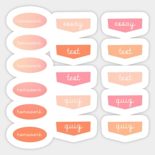 Back to School Pink and Coral Gradient Planner Assignment Labels Sticker